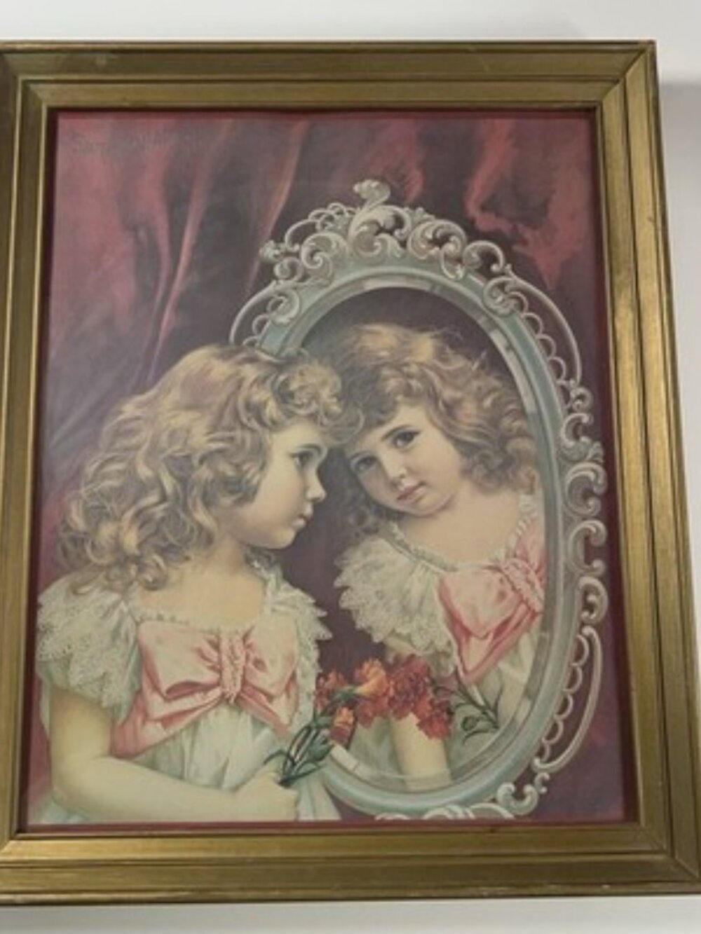 Antique Victorian Lithograph Smith Wallace Shoe Co Chicago Germany Framed 22 x18